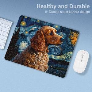 Starry Night Serenade Cocker Spaniel Leather Mouse Pad-Accessories-Cocker Spaniel, Dog Dad Gifts, Dog Mom Gifts, Home Decor, Mouse Pad-ONE SIZE-White-4