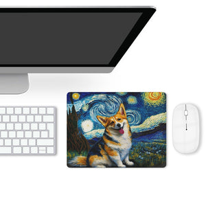 Starry Night Serenade Corgi Leather Mouse Pad-Accessories-Corgi, Dog Dad Gifts, Dog Mom Gifts, Home Decor, Mouse Pad-ONE SIZE-White-3