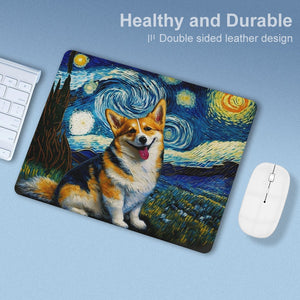 Starry Night Serenade Corgi Leather Mouse Pad-Accessories-Corgi, Dog Dad Gifts, Dog Mom Gifts, Home Decor, Mouse Pad-ONE SIZE-White-4
