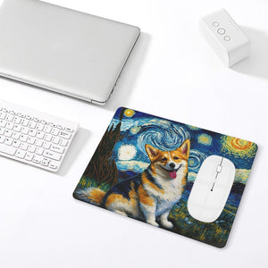 Starry Night Serenade Corgi Leather Mouse Pad-Accessories-Corgi, Dog Dad Gifts, Dog Mom Gifts, Home Decor, Mouse Pad-ONE SIZE-White-5