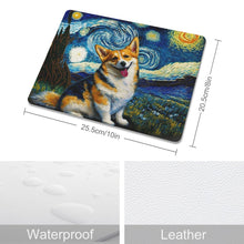 Load image into Gallery viewer, Starry Night Serenade Corgi Leather Mouse Pad-Accessories-Corgi, Dog Dad Gifts, Dog Mom Gifts, Home Decor, Mouse Pad-ONE SIZE-White-1