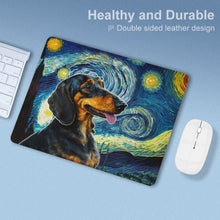 Load image into Gallery viewer, Starry Night Serenade Dachshund Leather Mouse Pad-Accessories-Dachshund, Dog Dad Gifts, Dog Mom Gifts, Home Decor, Mouse Pad-ONE SIZE-White-4