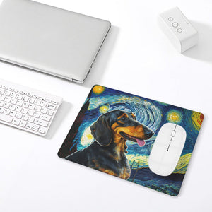 Starry Night Serenade Dachshund Leather Mouse Pad-Accessories-Dachshund, Dog Dad Gifts, Dog Mom Gifts, Home Decor, Mouse Pad-ONE SIZE-White-5