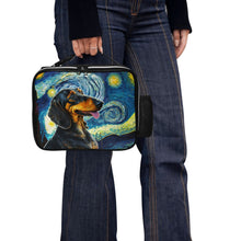 Load image into Gallery viewer, Starry Night Serenade Dachshund Lunch Bag-Accessories-Bags, Dachshund, Dog Dad Gifts, Dog Mom Gifts, Lunch Bags-Black-3
