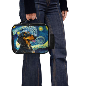 Starry Night Serenade Dachshund Lunch Bag-Accessories-Bags, Dachshund, Dog Dad Gifts, Dog Mom Gifts, Lunch Bags-Black-3