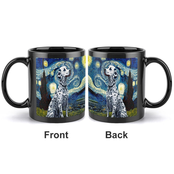 Starry Night Serenade Dalmatian Coffee Mug-Mug-Accessories, Dalmatian, Dog Dad Gifts, Dog Mom Gifts, Home Decor, Mugs-ONE SIZE-Black-2
