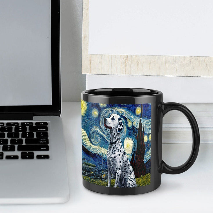 Starry Night Serenade Dalmatian Coffee Mug-Mug-Accessories, Dalmatian, Dog Dad Gifts, Dog Mom Gifts, Home Decor, Mugs-ONE SIZE-Black-7