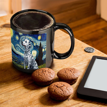 Starry Night Serenade Dalmatian Coffee Mug-Mug-Accessories, Dalmatian, Dog Dad Gifts, Dog Mom Gifts, Home Decor, Mugs-ONE SIZE-Black-1