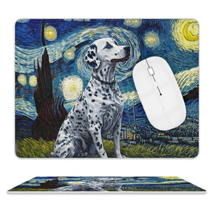 Starry Night Serenade Dalmatian Leather Mouse Pad-Accessories-Dalmatian, Dog Dad Gifts, Dog Mom Gifts, Home Decor, Mouse Pad-ONE SIZE-White-2