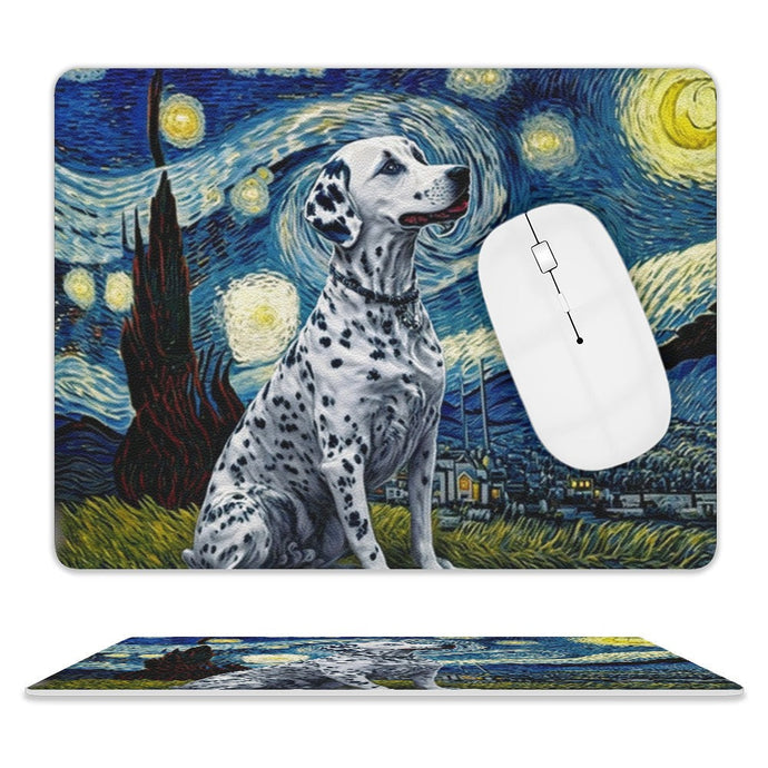 Starry Night Serenade Dalmatian Leather Mouse Pad-Accessories-Dalmatian, Dog Dad Gifts, Dog Mom Gifts, Home Decor, Mouse Pad-ONE SIZE-White-2