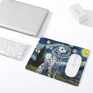 Starry Night Serenade Dalmatian Leather Mouse Pad-Accessories-Dalmatian, Dog Dad Gifts, Dog Mom Gifts, Home Decor, Mouse Pad-ONE SIZE-White-3