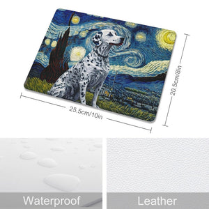 Starry Night Serenade Dalmatian Leather Mouse Pad-Accessories-Dalmatian, Dog Dad Gifts, Dog Mom Gifts, Home Decor, Mouse Pad-ONE SIZE-White-1