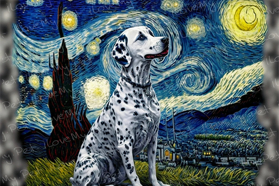 Starry Night Serenade Dalmatian Wall Art Poster-Art-Dalmatian, Dog Art, Home Decor, Poster-1