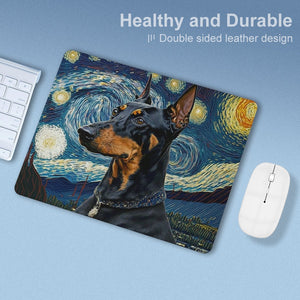 Starry Night Serenade Doberman Leather Mouse Pad-Accessories-Doberman, Dog Dad Gifts, Dog Mom Gifts, Home Decor, Mouse Pad-ONE SIZE-White-3