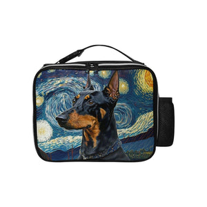 Starry Night Serenade Doberman Lunch Bag-Accessories-Bags, Doberman, Dog Dad Gifts, Dog Mom Gifts, Lunch Bags-Black-ONE SIZE-1