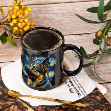 Starry Night Serenade German Shepherd Coffee Mug-Mug-Accessories, Dog Dad Gifts, Dog Mom Gifts, German Shepherd, Home Decor, Mugs-ONE SIZE-Black-3