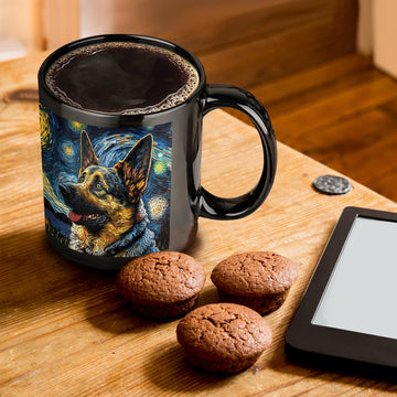 Starry Night Serenade German Shepherd Coffee Mug-Mug-Accessories, Dog Dad Gifts, Dog Mom Gifts, German Shepherd, Home Decor, Mugs-ONE SIZE-Black-1