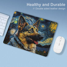 Load image into Gallery viewer, Starry Night Serenade German Shepherd Leather Mouse Pad-Accessories-Accessories, Dog Dad Gifts, Dog Mom Gifts, German Shepherd, Mouse Pad-ONE SIZE-White-2