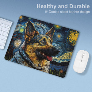 Starry Night Serenade German Shepherd Leather Mouse Pad-Accessories-Accessories, Dog Dad Gifts, Dog Mom Gifts, German Shepherd, Mouse Pad-ONE SIZE-White-2