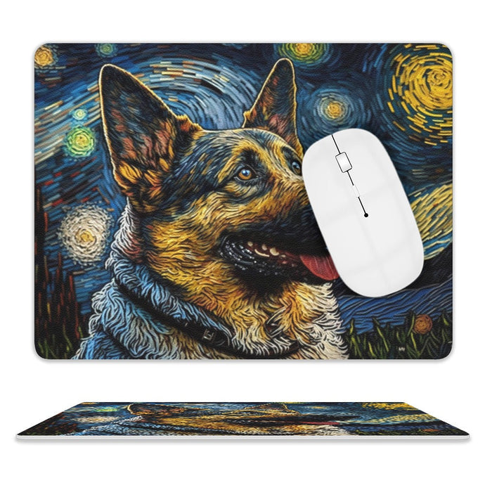 Starry Night Serenade German Shepherd Leather Mouse Pad-Accessories-Accessories, Dog Dad Gifts, Dog Mom Gifts, German Shepherd, Mouse Pad-ONE SIZE-White-4