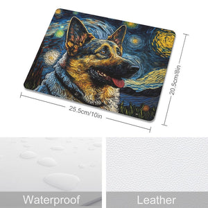 Starry Night Serenade German Shepherd Leather Mouse Pad-Accessories-Accessories, Dog Dad Gifts, Dog Mom Gifts, German Shepherd, Mouse Pad-ONE SIZE-White-1