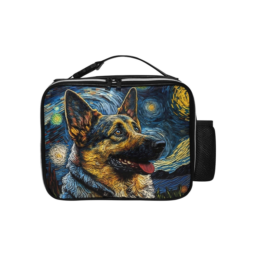 Starry Night Serenade German Shepherd Lunch Bag-Accessories-Bags, Dog Dad Gifts, Dog Mom Gifts, German Shepherd, Lunch Bags-Black-ONE SIZE-1