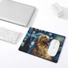 Load image into Gallery viewer, Starry Night Serenade Golden Retriever Leather Mouse Pad-Accessories-Dog Dad Gifts, Dog Mom Gifts, Golden Retriever, Home Decor, Mouse Pad-ONE SIZE-White-3