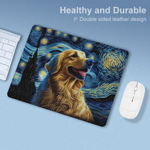 Load image into Gallery viewer, Starry Night Serenade Golden Retriever Leather Mouse Pad-Accessories-Dog Dad Gifts, Dog Mom Gifts, Golden Retriever, Home Decor, Mouse Pad-ONE SIZE-White-4