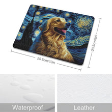 Load image into Gallery viewer, Starry Night Serenade Golden Retriever Leather Mouse Pad-Accessories-Dog Dad Gifts, Dog Mom Gifts, Golden Retriever, Home Decor, Mouse Pad-ONE SIZE-White-1