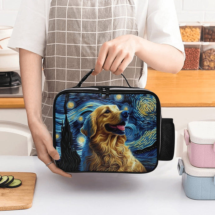 Starry Night Serenade Golden Retriever Lunch Bag-Accessories-Bags, Dog Dad Gifts, Dog Mom Gifts, Golden Retriever, Lunch Bags-Black-ONE SIZE-2