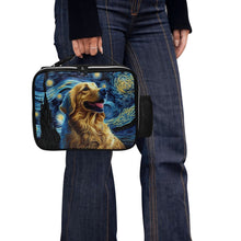 Load image into Gallery viewer, Starry Night Serenade Golden Retriever Lunch Bag-Accessories-Bags, Dog Dad Gifts, Dog Mom Gifts, Golden Retriever, Lunch Bags-Black-ONE SIZE-4