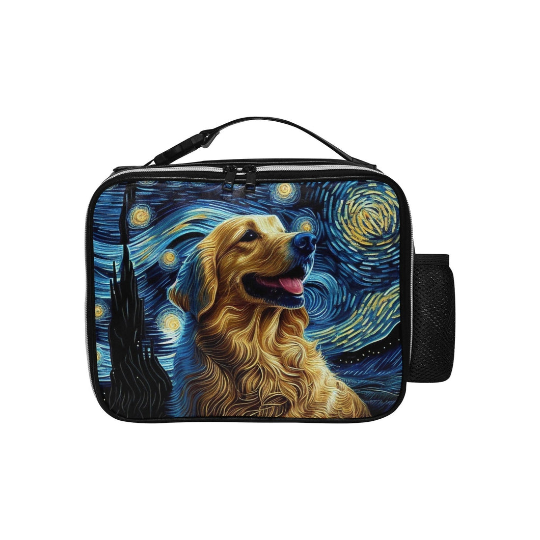 Starry Night Serenade Golden Retriever Lunch Bag-Accessories-Bags, Dog Dad Gifts, Dog Mom Gifts, Golden Retriever, Lunch Bags-Black-ONE SIZE-1