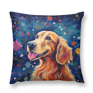 Starry Night Serenade Golden Retriever Plush Pillow Case-Cushion Cover-Dog Dad Gifts, Dog Mom Gifts, Golden Retriever, Home Decor, Pillows-12 "×12 "-1