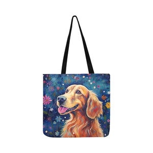 Starry Night Serenade Golden Retriever Special Lightweight Shopping Tote Bag-Accessories-Accessories, Bags, Dog Dad Gifts, Dog Mom Gifts, Golden Retriever-White-ONESIZE-2