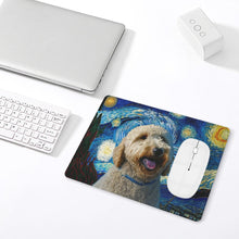 Load image into Gallery viewer, Starry Night Serenade Goldendoodle Leather Mouse Pad-Accessories-Dog Dad Gifts, Dog Mom Gifts, Goldendoodle, Home Decor, Mouse Pad-ONE SIZE-White-5