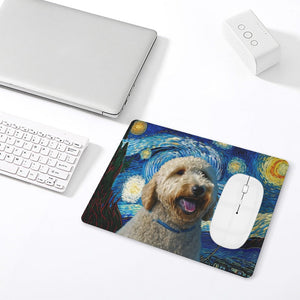 Starry Night Serenade Goldendoodle Leather Mouse Pad-Accessories-Dog Dad Gifts, Dog Mom Gifts, Goldendoodle, Home Decor, Mouse Pad-ONE SIZE-White-5