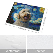 Load image into Gallery viewer, Starry Night Serenade Goldendoodle Leather Mouse Pad-Accessories-Dog Dad Gifts, Dog Mom Gifts, Goldendoodle, Home Decor, Mouse Pad-ONE SIZE-White-1