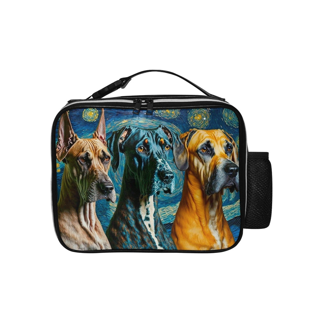 Starry Night Serenade Great Danes Lunch Bag-Accessories-Bags, Dog Dad Gifts, Dog Mom Gifts, Great Dane, Lunch Bags-Black-ONE SIZE-1