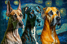 Load image into Gallery viewer, Starry Night Serenade Great Danes Wall Art Poster-Art-Dog Art, Great Dane, Home Decor, Poster-1