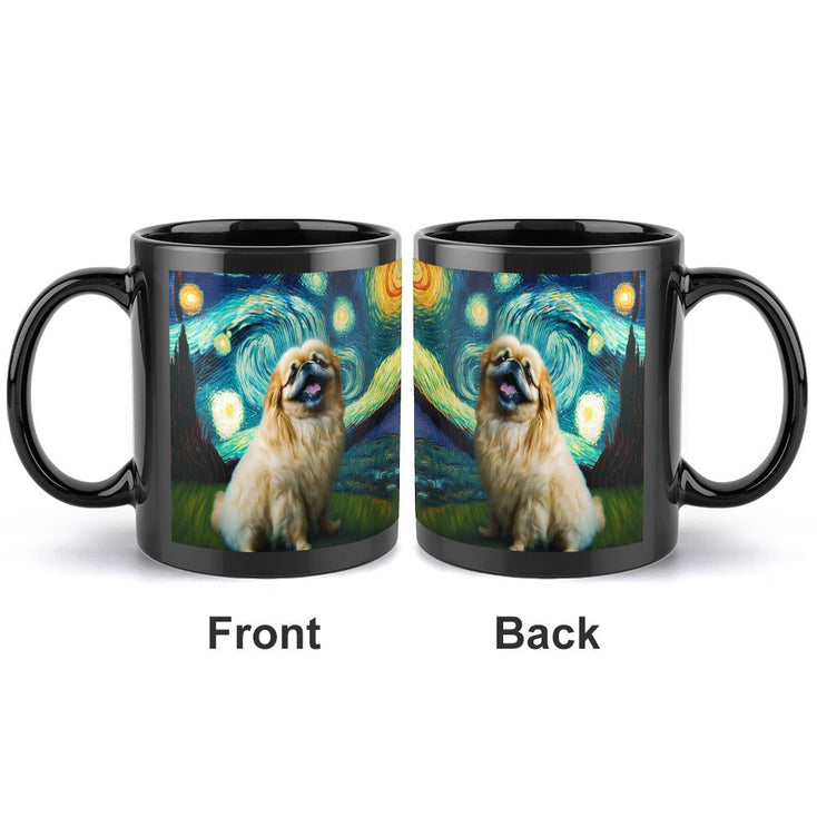 Starry Night Serenade Pekingese Coffee Mug-Mug-Accessories, Dog Dad Gifts, Dog Mom Gifts, Home Decor, Mugs, Pekingese-ONE SIZE-Black-2