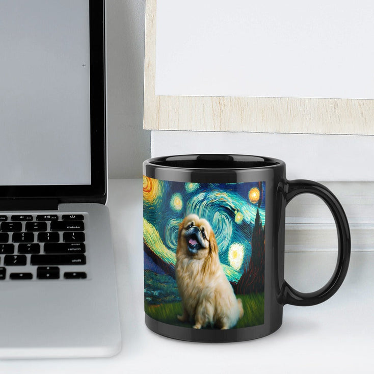 Starry Night Serenade Pekingese Coffee Mug-Mug-Accessories, Dog Dad Gifts, Dog Mom Gifts, Home Decor, Mugs, Pekingese-ONE SIZE-Black-6