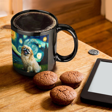 Starry Night Serenade Pekingese Coffee Mug-Mug-Accessories, Dog Dad Gifts, Dog Mom Gifts, Home Decor, Mugs, Pekingese-ONE SIZE-Black-1