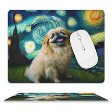 Load image into Gallery viewer, Starry Night Serenade Pekingese Leather Mouse Pad-Accessories-Dog Dad Gifts, Dog Mom Gifts, Home Decor, Mouse Pad, Pekingese-ONE SIZE-White-2