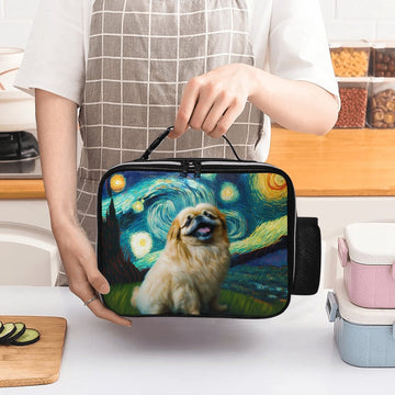 Starry Night Serenade Pekingese Lunch Bag-Accessories-Bags, Dog Dad Gifts, Dog Mom Gifts, Lunch Bags, Pekingese-Black-ONE SIZE-2