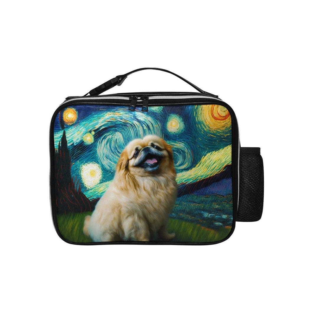 Starry Night Serenade Pekingese Lunch Bag-Accessories-Bags, Dog Dad Gifts, Dog Mom Gifts, Lunch Bags, Pekingese-Black-ONE SIZE-1