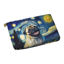 Load image into Gallery viewer, Starry Night Serenade Pug Carry-All Pouch-Accessories-Accessories, Bags, Dog Dad Gifts, Dog Mom Gifts, Pug-White-ONESIZE-3