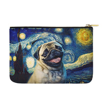 Load image into Gallery viewer, Starry Night Serenade Pug Carry-All Pouch-Accessories-Accessories, Bags, Dog Dad Gifts, Dog Mom Gifts, Pug-White-ONESIZE-4