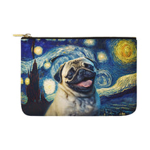 Load image into Gallery viewer, Starry Night Serenade Pug Carry-All Pouch-Accessories-Accessories, Bags, Dog Dad Gifts, Dog Mom Gifts, Pug-White-ONESIZE-1