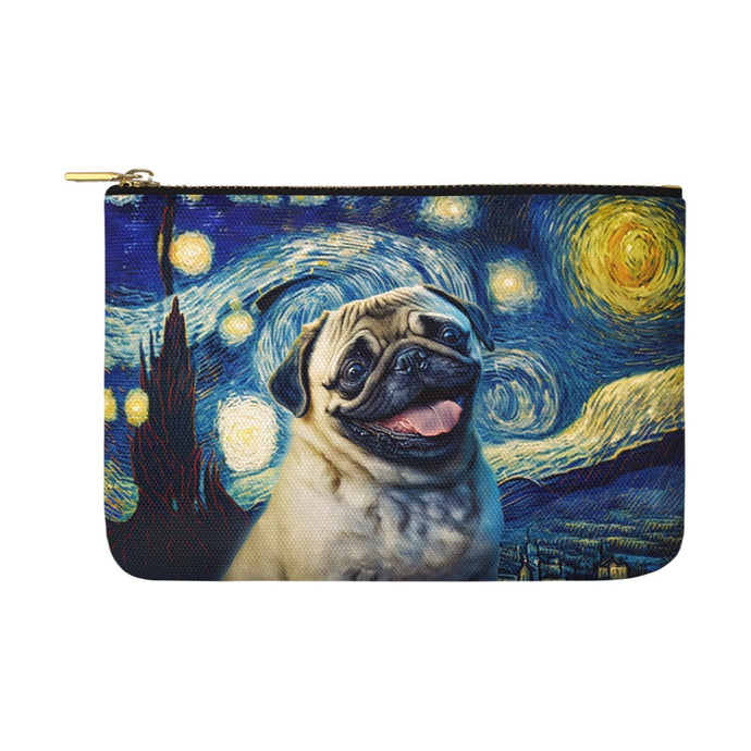Starry Night Serenade Pug Carry-All Pouch-Accessories-Accessories, Bags, Dog Dad Gifts, Dog Mom Gifts, Pug-White-ONESIZE-1