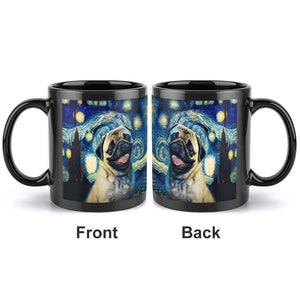 Starry Night Serenade Pug Coffee Mug-Mug-Accessories, Dog Dad Gifts, Dog Mom Gifts, Home Decor, Mugs, Pug-ONE SIZE-Black-2